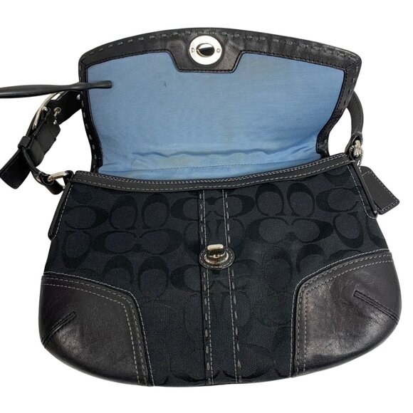 VTG Coach Signature Logo Black Canvas & Leather Shoulder Hand Bag 11574 + Tag - Picture 11 of 16